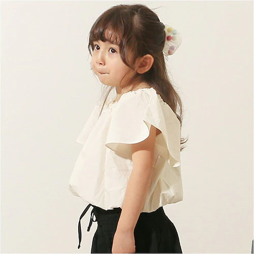 Rora ブラウス 襟なし 通販 ローラ クリーミー カットソー キッズ 子供 女の子 女子 こども 子ども きれいめ 白 ベージュ フレアスリーブ 花 お花 おしゃれ かわいい オシャレ 可愛い カ_15
