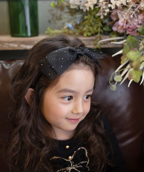 Rora カチューシャ キッズ 通販 エトワール 髪飾り 髪留め 髪どめ ヘアアクセサリー ヘアバンド ヘッドドレス 子供 女の子 リボン 大きめ 透け感 ドット フォーマル カジュアル 結婚式 発表_5
