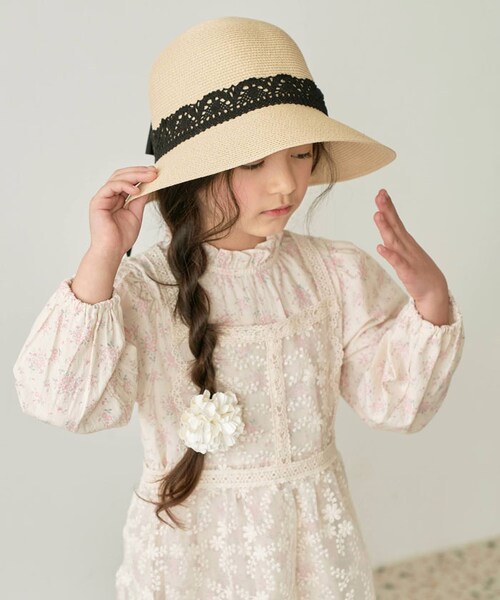 麦わら帽子 キッズ 女の子 通販 ストローハット 麦わら 帽子 リボン ストロー ハット 子供 こども 子ども カジュアル ナチュラル 夏 春夏 おでかけ お出かけ 夏休み 旅行 かわいい おしゃれ _8