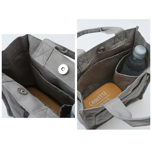 moz モズ ランチバッグ 通販 サブバック サブバッグ ランチバック トート トートバッグ トートバック 帆布 ボトルホルダー付 マチ ポケット マグネット 買物 買い物 お出かけ 弁当 お弁当 弁_3