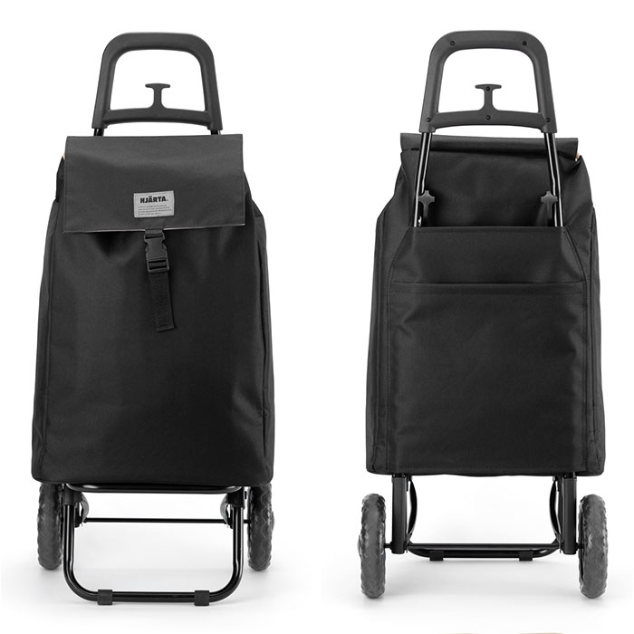 黒いナイロンキャリーカート ブラック ショッピングキャリー カート 通販 HJARTA ヤッタ キャリー