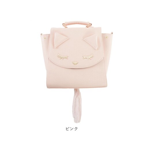 アイボリー リュック ねこ 通販 ミニリュック デイパック バックパック 3WAYリュック ミニリュックサック ショルダーバッグ 手提げ ショルダーバック ハンドバッグ レディース 女性 女の子 カバ_10