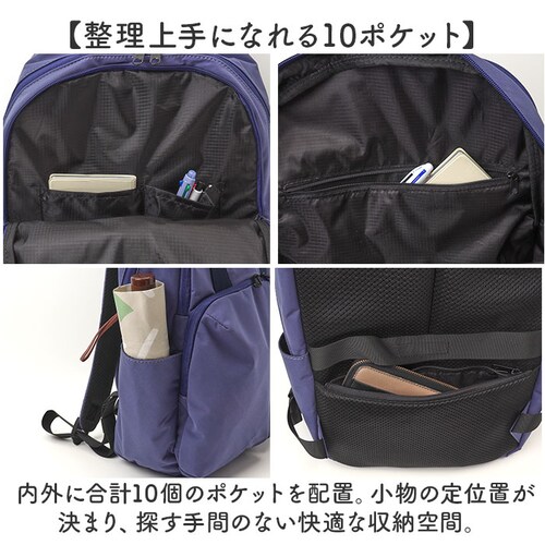 NPU.ネイビーパープル アネロ リュック anello AGB5003 通販 リュックサック バックパック デイパック レディース メンズ 通勤 通学 PC 旅行 大容量 A4 軽量 軽い 撥水 ポ_8
