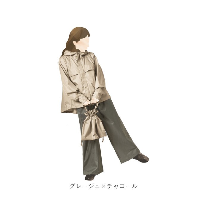 グレージュ×チャコール LLサイズ Makku マック レインスーツ 上下