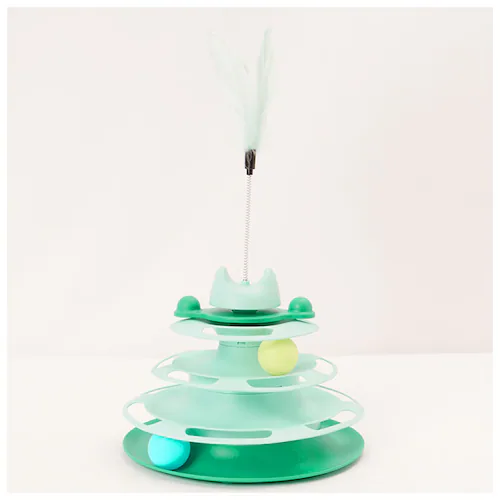 猫 おもちゃ ターンテーブル ボール 通販 猫じゃらし 遊ぶ盤 ボールトレイ 猫游び トラックボール 回転ボール 猫遊びプレート 4層 ストレス解消 ペット ねこ ネコ かわいい ペット用品 玩具_4