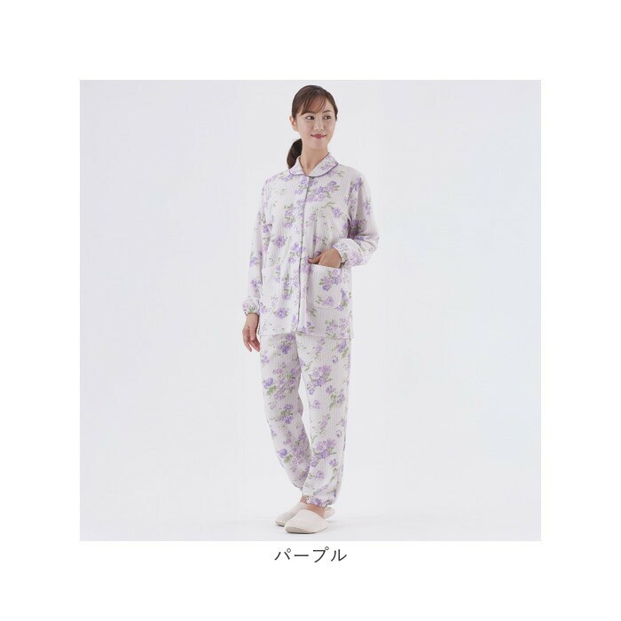 パープル Lサイズ パジャマ 上下セット 低身長 通販 レディース 長袖