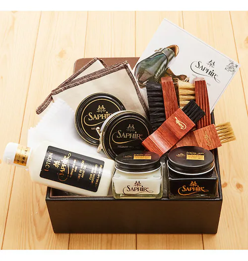 デラックス ハイシャインセット ラージ サフィールノワール Saphir Noir 通販 靴磨きセット ギフト プレゼント お礼 お返し 贈り物 シューケアセット 就職祝い 転職祝い 新生活 スーツ _2