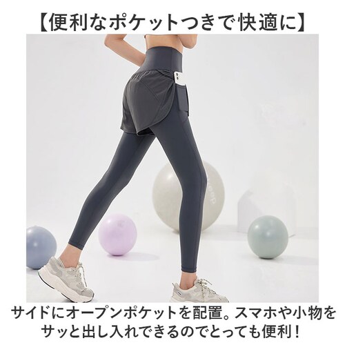 ヨガ レギンス 通販 ヨガパンツ レディース ショートパンツ パンツ ホットヨガ フィットネス ショートパンツ付き スポーツウェア ポケット ジムウェア スリム スポーツ 運動 トレーニング ランニン_3