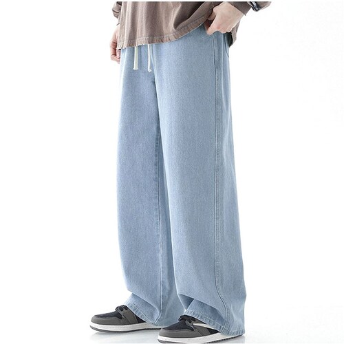 ワイドパンツ メンズ 通販 デニム ジーンズ ジーパン ロング ストレートパンツ パンツ ボトムス ストレートジーンズ 長ズボン ロングパンツ カジュアル ゆったり おしゃれ オシャレ シンプル 無地_3