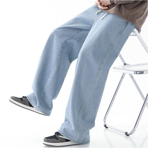 ワイドパンツ メンズ 通販 デニム ジーンズ ジーパン ロング ストレートパンツ パンツ ボトムス ストレートジーンズ 長ズボン ロングパンツ カジュアル ゆったり おしゃれ オシャレ シンプル 無地_4