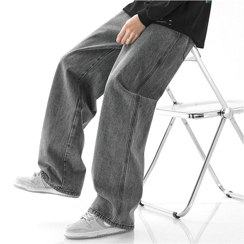 ワイドパンツ メンズ 通販 デニム ジーンズ ジーパン ロング ストレートパンツ パンツ ボトムス ストレートジーンズ 長ズボン ロングパンツ カジュアル ゆったり おしゃれ オシャレ シンプル 無地_7