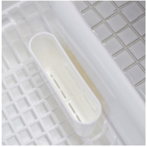 ホワイト 水切りかご プラスチック 通販 H&H ディッシュドレイナー M 水切りカゴ 水切り籠 水切りラック 水切りバスケット 水切りトレー 大容量 フード付き 蓋付き カバー付き 皿 収納 キッチ_4