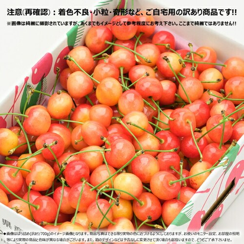 【予約】山形県産 ご家庭用 さくらんぼ 佐藤錦 700g (訳あり/Mサイズ/ばら詰め/クール便) 自宅用 家庭用【代引き不可】_2