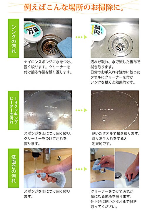 マルチクリーナー 通販 スーパークリーナー万能Jr.くん 75g 住居用洗剤 固形洗剤 研磨剤不使用 中性 ph7 植物性 スーパークリーナー万能 お試しサイズ サビ落とし キッチン 水まわり 家具 _4