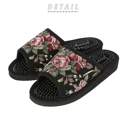 健康サンダル レディース 通販 足ツボ サンダル 足つぼ ルームシューズ スリッパ ゴブラン織り おしゃれ かわいい フラワー 花柄 日本製 足の裏 雑貨 インテリア カワサキ【代引き不可】_1