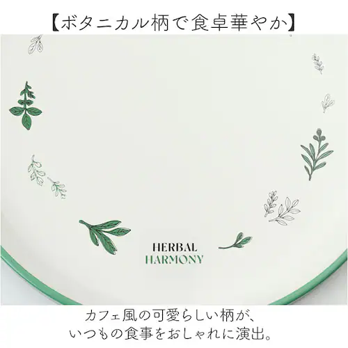 RD お皿 おしゃれ シンプル 通販 日本製 皿 プレート 中皿 ふち すくいやすい 21cm かわいい 可愛い ボタニカル柄 カフェ風 丸皿 円形 ディナープレート サラダプレート パン皿 ピザ皿 _6