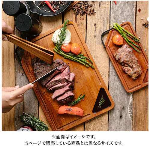 BROWN まな板 木製 通販 プレート 角 カッティングボード まないた サービングプレート おしゃれ ナチュラル アウトドア 木 チーク 取っ手 アイアン 盛り付け 四角 角皿 Plate iro_2
