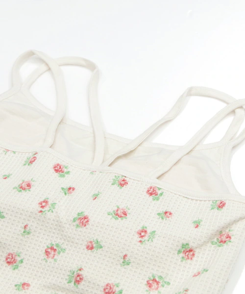 ワッフル 生地 花柄 通販 キャミソール JEMORGAN サーマル JD764-29S ジェーイーモーガン カップ付き ブランド レディース おしゃれ シンプル かわいい 小花柄 ワッフル生地 アメ_2