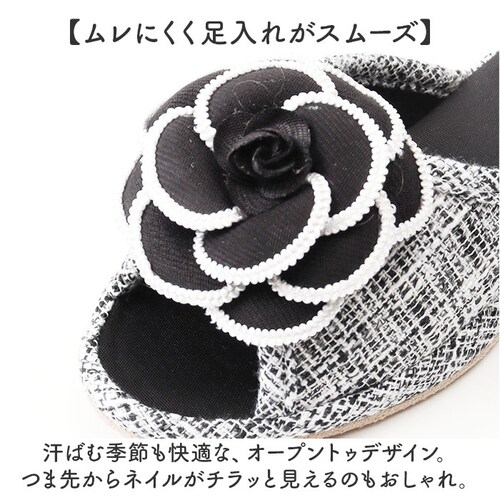 スリッパ カメリア 通販 ルームサンダル ルームシューズ 室内履き サンダル シューズ 靴 くつ レディース ヒール 厚底 4cm おしゃれ かわいい 学校行 母 保護者 前開き 疲れにくい ツイード_3