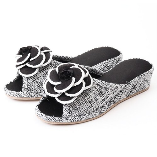 スリッパ カメリア 通販 ルームサンダル ルームシューズ 室内履き サンダル シューズ 靴 くつ レディース ヒール 厚底 4cm おしゃれ かわいい 学校行 母 保護者 前開き 疲れにくい ツイード_8