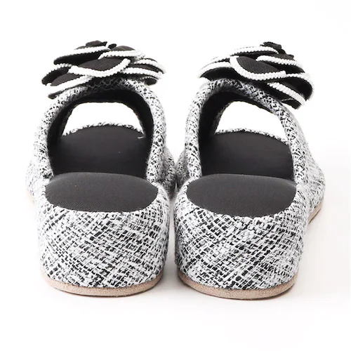 スリッパ カメリア 通販 ルームサンダル ルームシューズ 室内履き サンダル シューズ 靴 くつ レディース ヒール 厚底 4cm おしゃれ かわいい 学校行 母 保護者 前開き 疲れにくい ツイード_11