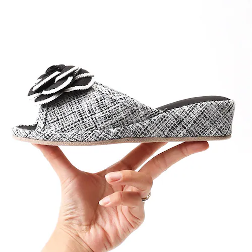 スリッパ カメリア 通販 ルームサンダル ルームシューズ 室内履き サンダル シューズ 靴 くつ レディース ヒール 厚底 4cm おしゃれ かわいい 学校行 母 保護者 前開き 疲れにくい ツイード_12