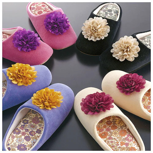ルームシューズ レディース かわいい 通販 花柄 ウォッシャブル 洗える 低反発ウレタン ウォッシャブル SDS サロンドソワレ シャーロット ローズ ブラック アイボリー パープル 華やか 素敵 _10