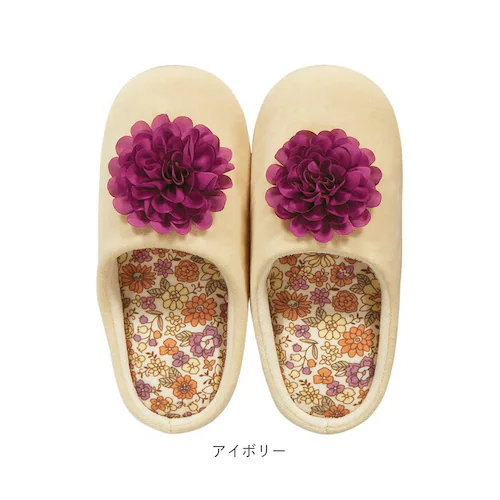 ルームシューズ レディース かわいい 通販 花柄 ウォッシャブル 洗える 低反発ウレタン ウォッシャブル SDS サロンドソワレ シャーロット ローズ ブラック アイボリー パープル 華やか 素敵 _12