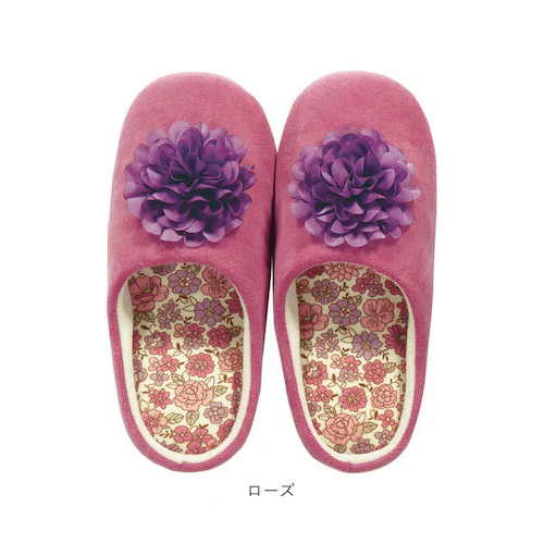 ルームシューズ レディース かわいい 通販 花柄 ウォッシャブル 洗える 低反発ウレタン ウォッシャブル SDS サロンドソワレ シャーロット ローズ ブラック アイボリー パープル 華やか 素敵 _14