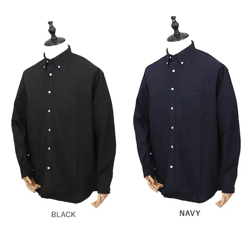 BLACK サイズ16.5 HOUSTON ヒューストン 長袖シャツ メンズ 通販 オックスフォードボタンダウンシャツ アメカジシャツ カジュアルシャツ 無地シャツ オックスフォードシャツ シャツ 長_16