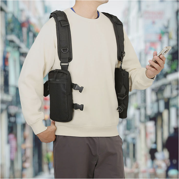 ブラック 着るバッグ ベスト 通販 ボディバッグ ボディーバッグ ベスト