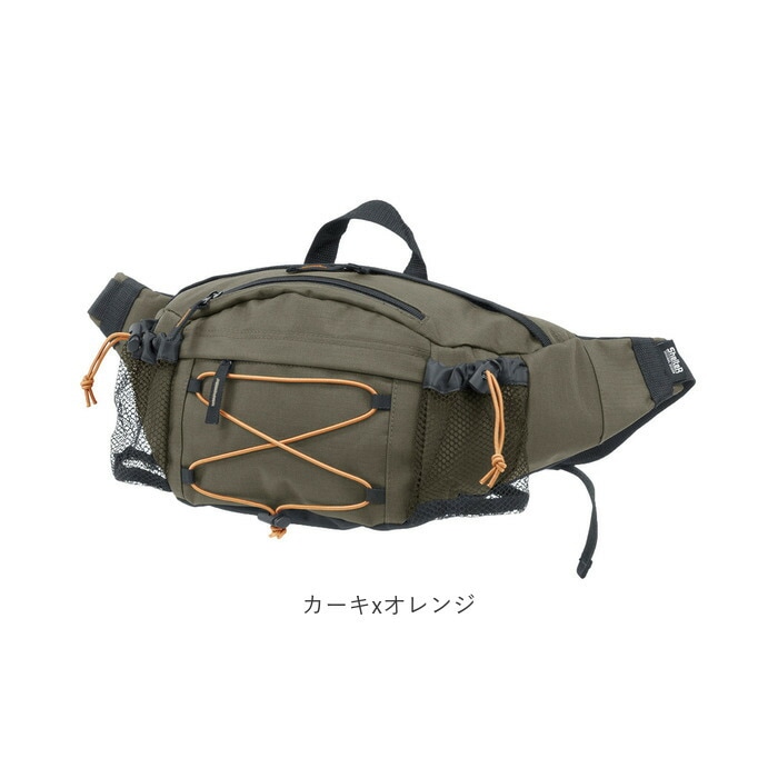 カーキxオレンジ ボディバッグ メンズ 大容量 通販 ウエストバッグ