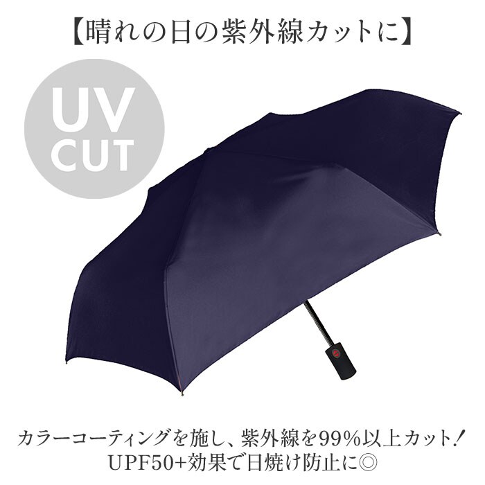ネイビー 晴雨兼用折りたたみ傘 自動開閉 メンズ 通販 折りたたみ日傘