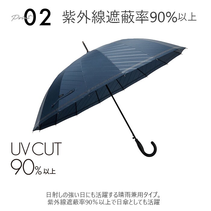インディゴナナメ マブ mabu 長傘 メンズ 通販 16本骨 晴雨兼用 雨晴