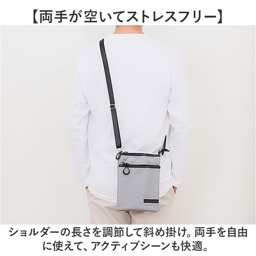 サコッシュ メンズ 縦型 小さめ 通販 ショルダーバッグ ショルダーバック スマホショルダー スマホポーチ ショルダー ミニショルダー 斜めがけバッグ 斜めがけバック 1E30 ポリエステル ファスナ_3