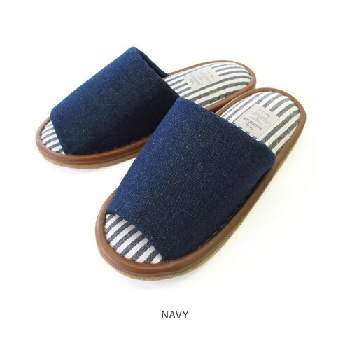 スリッパ 前開き 通販 デニム ストライプ 室内 自宅 おしゃれ 来客 ゆったり カジュアル レディース メンズ 70