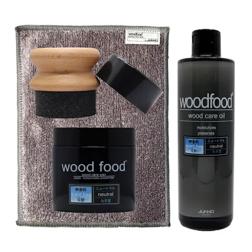木製品 手入れ セット 通販 日本製 木材 ワックス 木に塗る オイル 無香料 竹繊維のクロス woodfood ウッドフード ウッドケアワックス ウッドケアオイル 国産 木製品用 竹製品 家具用 食_1