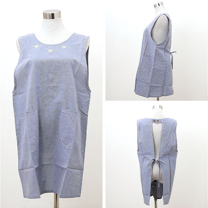 ネックレス刺繍ネイビー エプロン ワークエプロン 通販 キッチン
