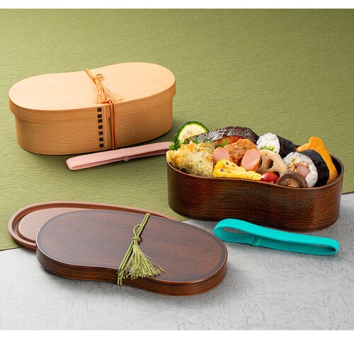 曲げわっぱ 弁当箱 レンジ対応 日本製 弁当箱 わっぱ風 1段 抗菌 そら豆型 ランチケース ランチボックス 弁当 曲げわっぱ弁当 電子レンジ OK レンジ対応 手入れ 簡単 楽 木目調 シンプル _4