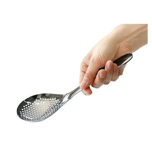 ののじ スプーン お玉 穴あき 通販 しゃもじ おたま パンチングスプーン ペティ 調理器具 調理 盛り付け 油切り 湯切り アク取り 食洗器可 簡単 一人暮らし サラダ 揚げ物 揚物_11