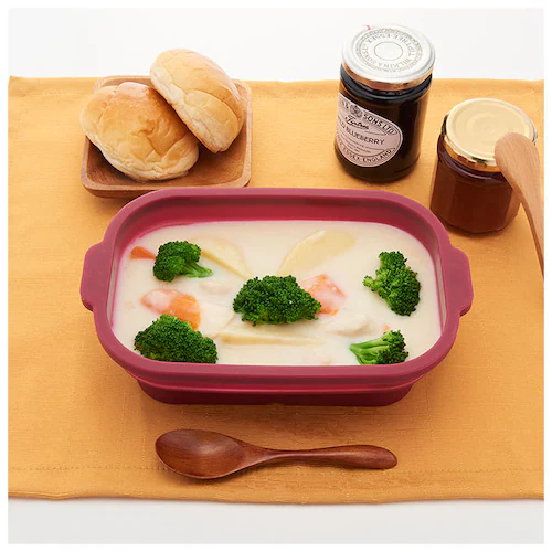 シリコンスチーマー 通販 シリコン スチーマー 丸型 角型 折りたたみ 蓋付き フタがお皿になる 蒸し器 電子レンジ レンジ ブランド tone トーン オーブン 食洗機 コンパクト 蒸し料理 調理 _4