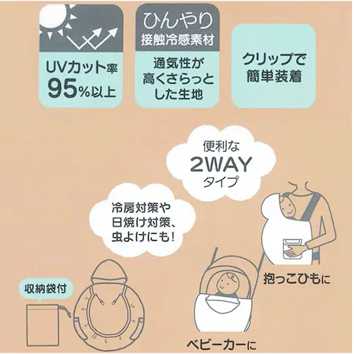 くまのプーさん 抱っこ紐 ケープ 日よけ 通販 抱っこひもケープ 日除け UVカット だっこひも だっこ紐 虫除け 虫よけ 接触冷感 ひんやり 冷房対策 フード付き お出かけ おでかけ SKATER _9