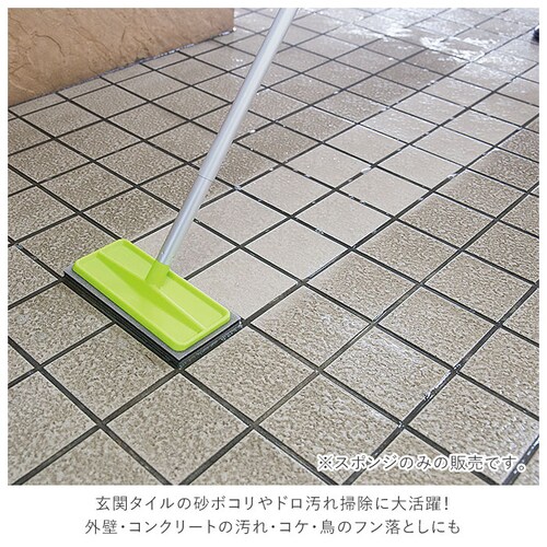 グリーン 玄関タイル 掃除 スペア 通販 外壁 コケ落とし 掃除グッズ ブラシ コンクリート スポンジ 持ち手 玄関タイル 掃除 ベランダ お掃除 洗剤不要 掃除用品 アズマ 玄関掃除道具 大掃除 外_3