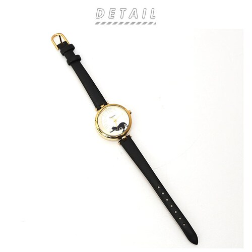 腕時計 レディース かわいい 通販 ガット 丸型 ウォッチ アナログ リストウォッチ ファッションウォッチ 月 黒猫 fieldwork フィールドワーク シンプル おしゃれ 日本製 ビジネス カジュ_1