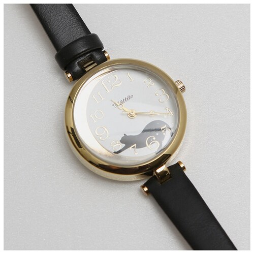 腕時計 レディース かわいい 通販 ガット 丸型 ウォッチ アナログ リストウォッチ ファッションウォッチ 月 黒猫 fieldwork フィールドワーク シンプル おしゃれ 日本製 ビジネス カジュ_4