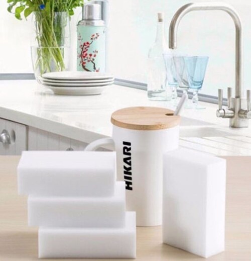 ホワイト メラミンスポンジ 業務用 通販 10×6cm 6個 スポンジ 洗剤不要 激落ち メラミンクリーナー 掃除 ガラス タイル 水栓金属 床掃除 掃除道具 日用品 雑貨 大掃除 合成樹脂 クレーブ_2