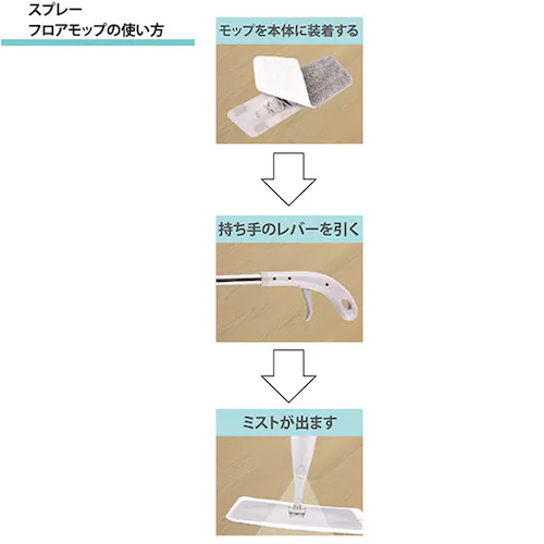 グレー フローリングワイパー 本体 通販 モップ スプレー 水拭き フロアワイパー スプレーフロアモップ フロアモップ 拭き掃除 床掃除 ワイパー 掃除 水拭きモップ 大掃除 時短 便利 アイデア ダ_5