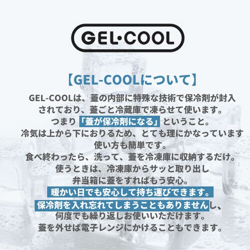 1段 弁当箱 500ml 保冷 通販 お弁当箱 ランチボックス 一段 1段 GEL-COOL ジェルクール square スクエア L 500 ジェラート plain プレーン お弁当 ランチ 女子 _2