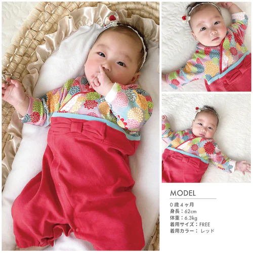 袴 ロンパース 女の子 通販 はかま ハカマ ドレスオール ツーウェイオール 100日祝い 百日祝い お食い初め 赤ちゃん 菊 出産祝い 全開き 菊柄女児はかま兼用ドレス 715005 ベビードレス _5