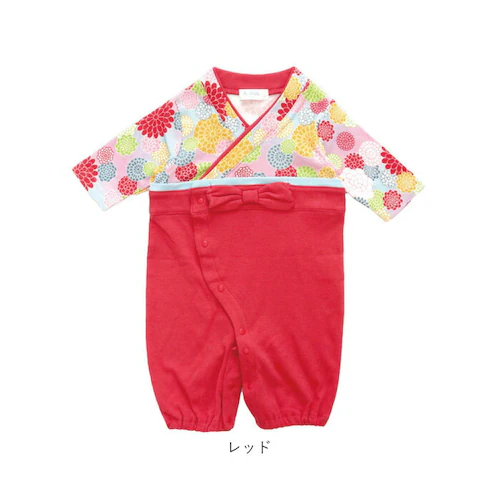 袴 ロンパース 女の子 通販 はかま ハカマ ドレスオール ツーウェイオール 100日祝い 百日祝い お食い初め 赤ちゃん 菊 出産祝い 全開き 菊柄女児はかま兼用ドレス 715005 ベビードレス _11